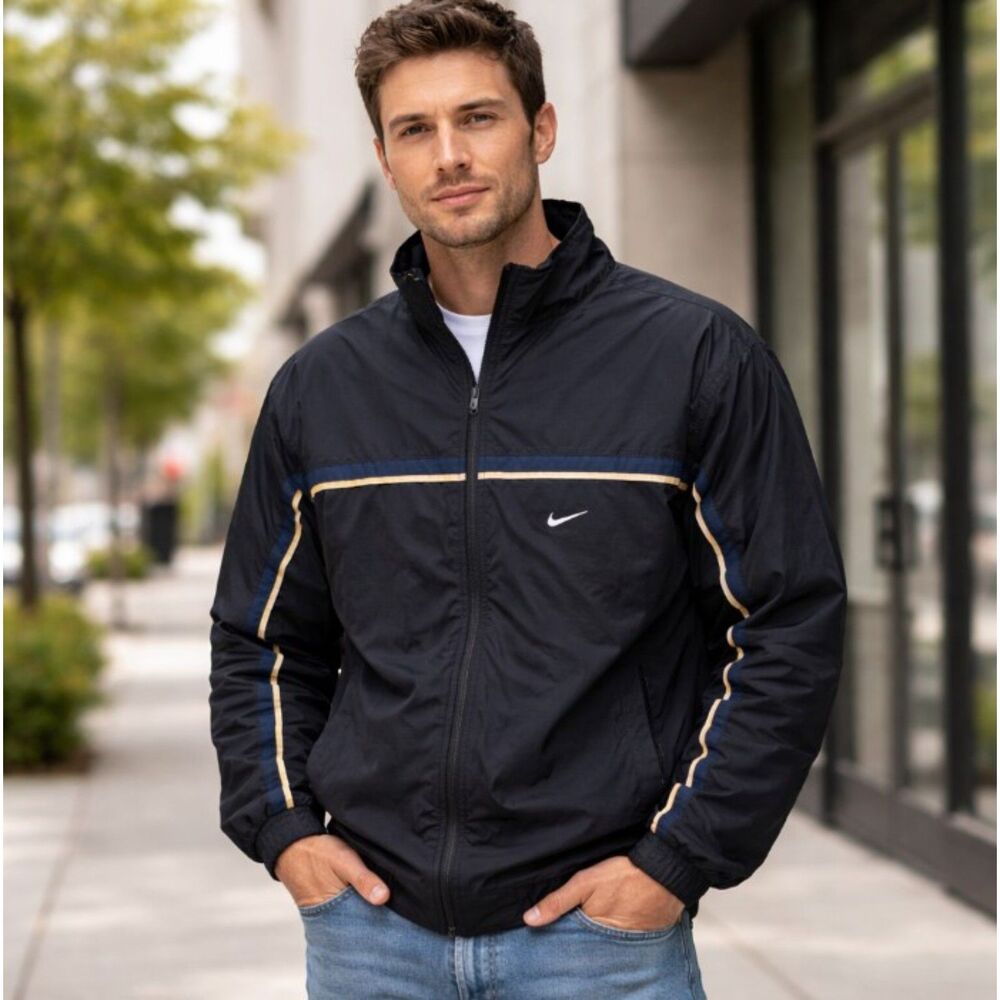 Nike Windbreaker Jacket Full Zip Lined Multi Pockets Mens Size L